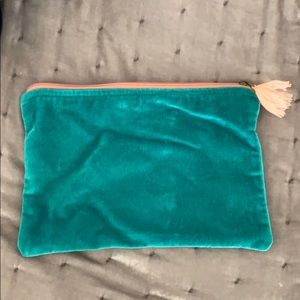 Green velvet pouch